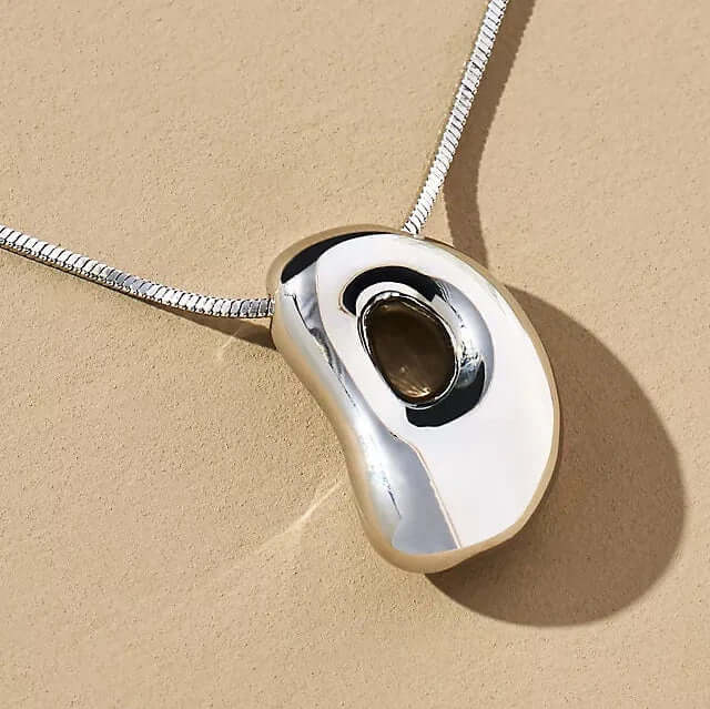 Yumi Bubble Initial Necklace Silver Plated D