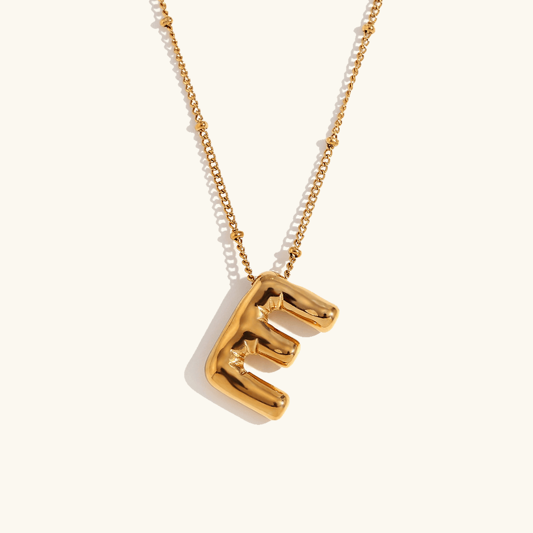 Balloon Initial Pendant Necklace 18k Gold Plated E