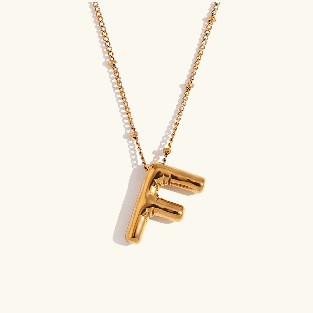 Balloon Initial Pendant Necklace 18k Gold Plated F