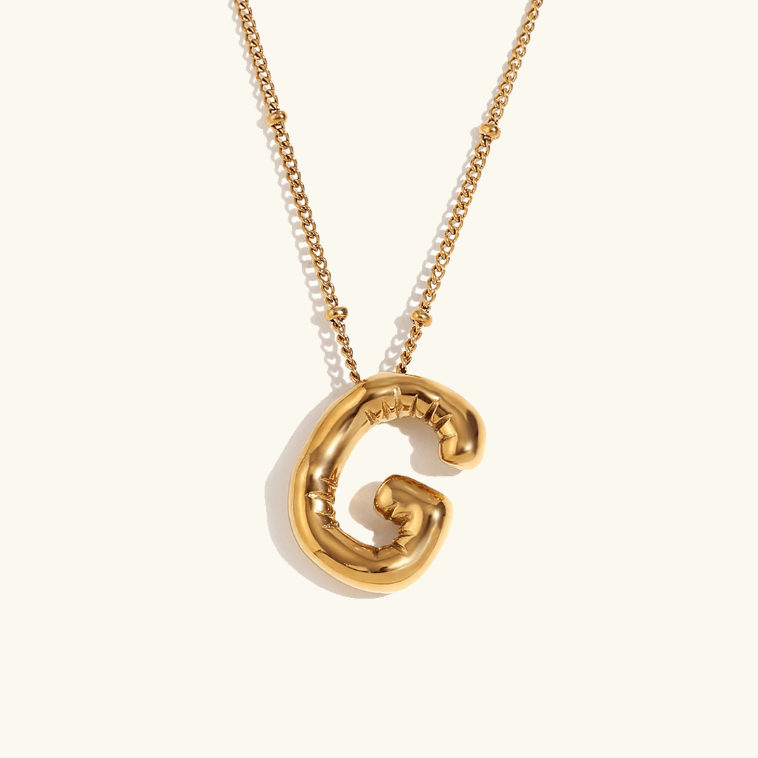 Balloon Initial Pendant Necklace 18k Gold Plated G
