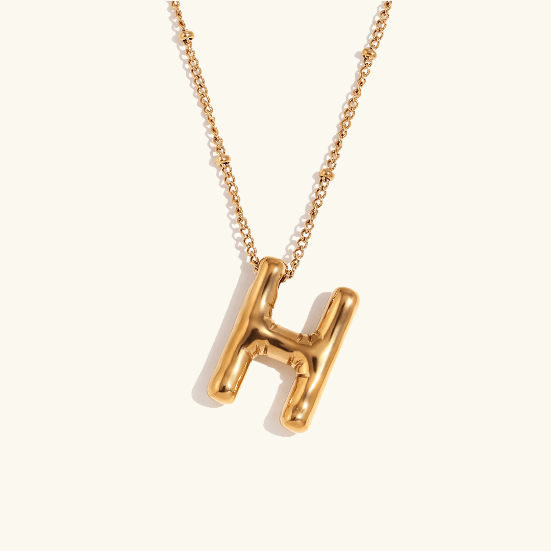 Balloon Initial Pendant Necklace 18k Gold Plated H
