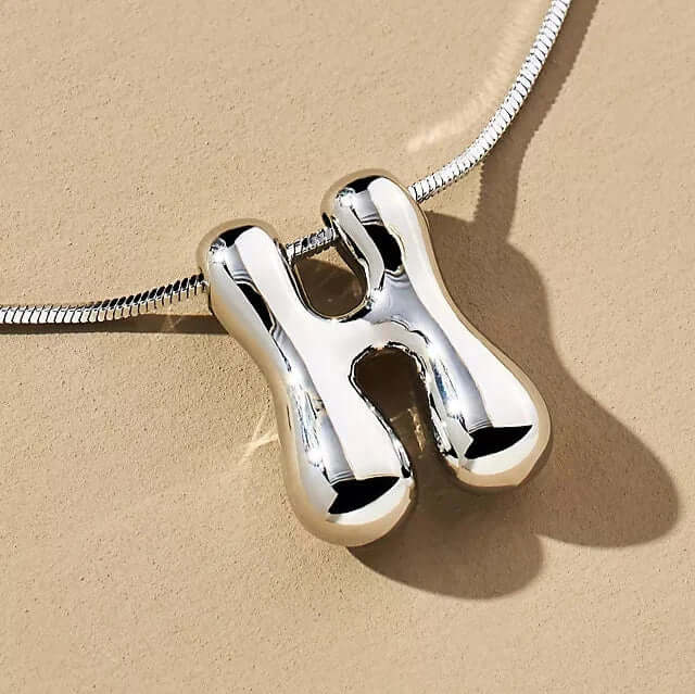 Yumi Bubble Initial Necklace Silver Plated H