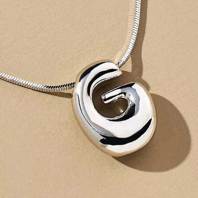 Yumi Bubble Initial Necklace Silver Plated G