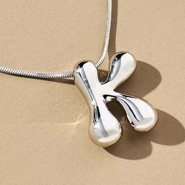 Yumi Bubble Initial Necklace Silver Plated K
