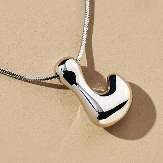 Yumi Bubble Initial Necklace Silver Plated L