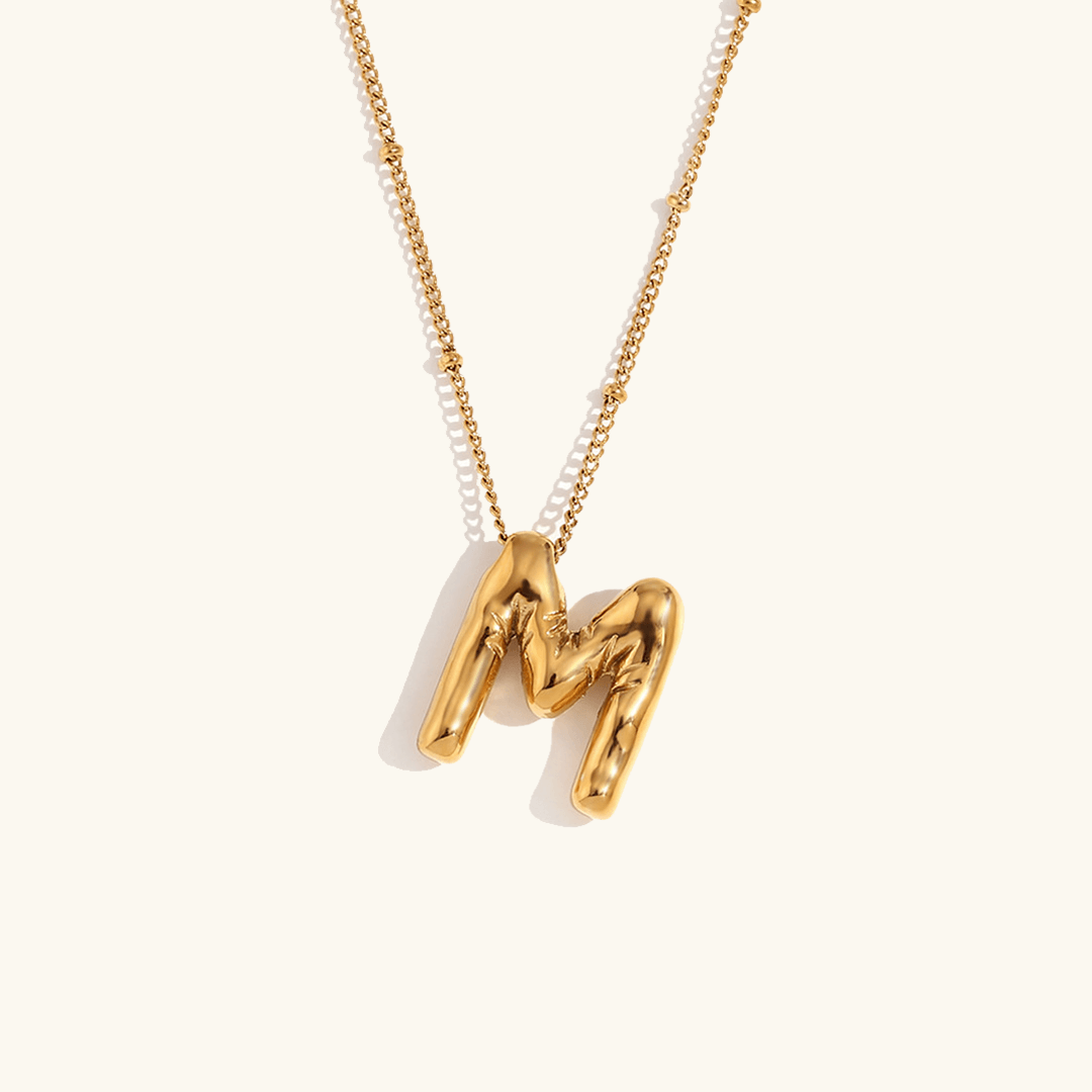 Balloon Initial Pendant Necklace 18k Gold Plated M