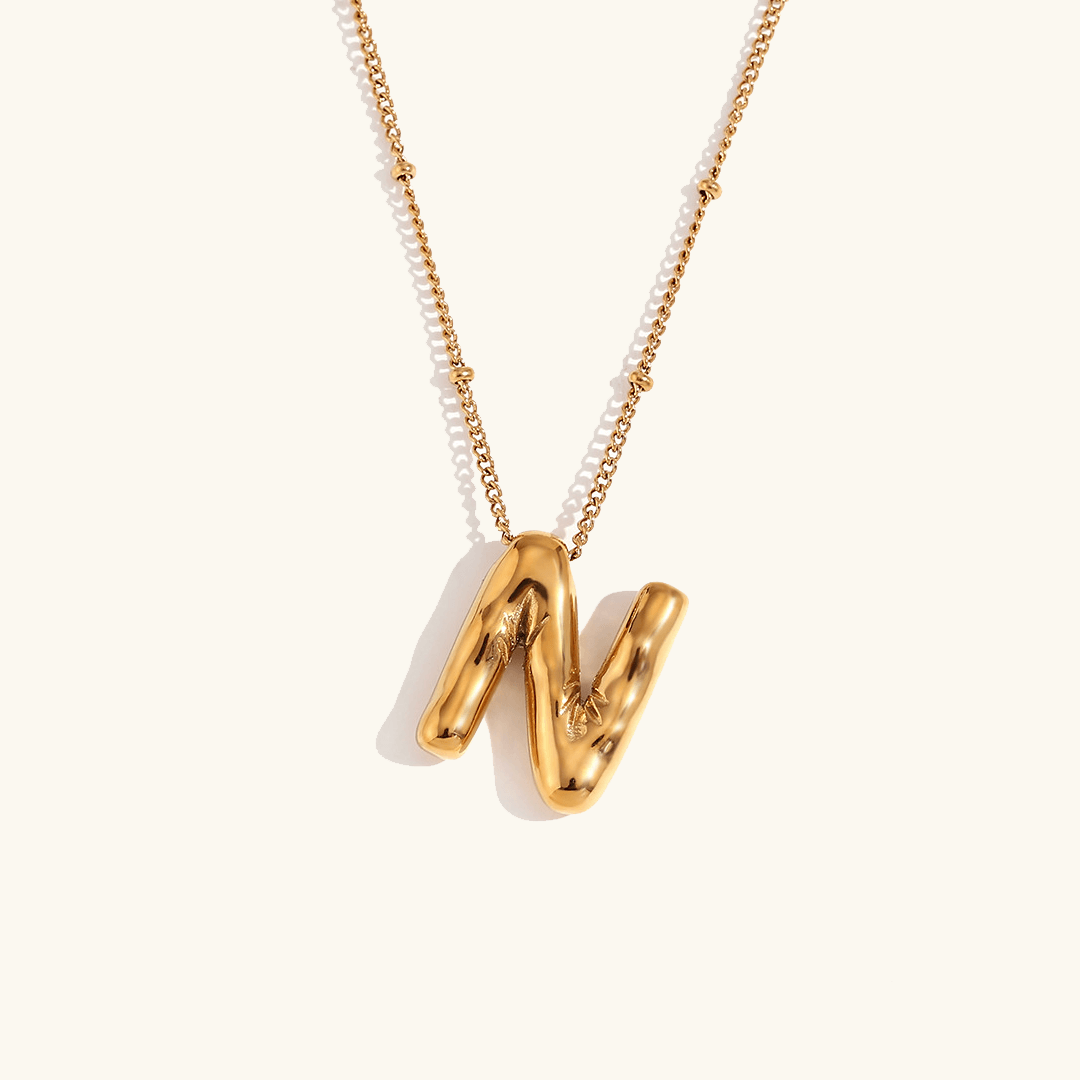 Balloon Initial Pendant Necklace 18k Gold Plated N