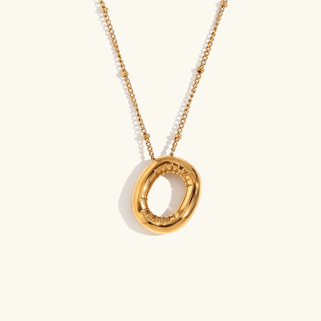 Balloon Initial Pendant Necklace 18k Gold Plated O