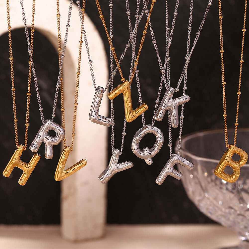 Balloon Initial Pendant Necklace - RIYOVA Jewelry