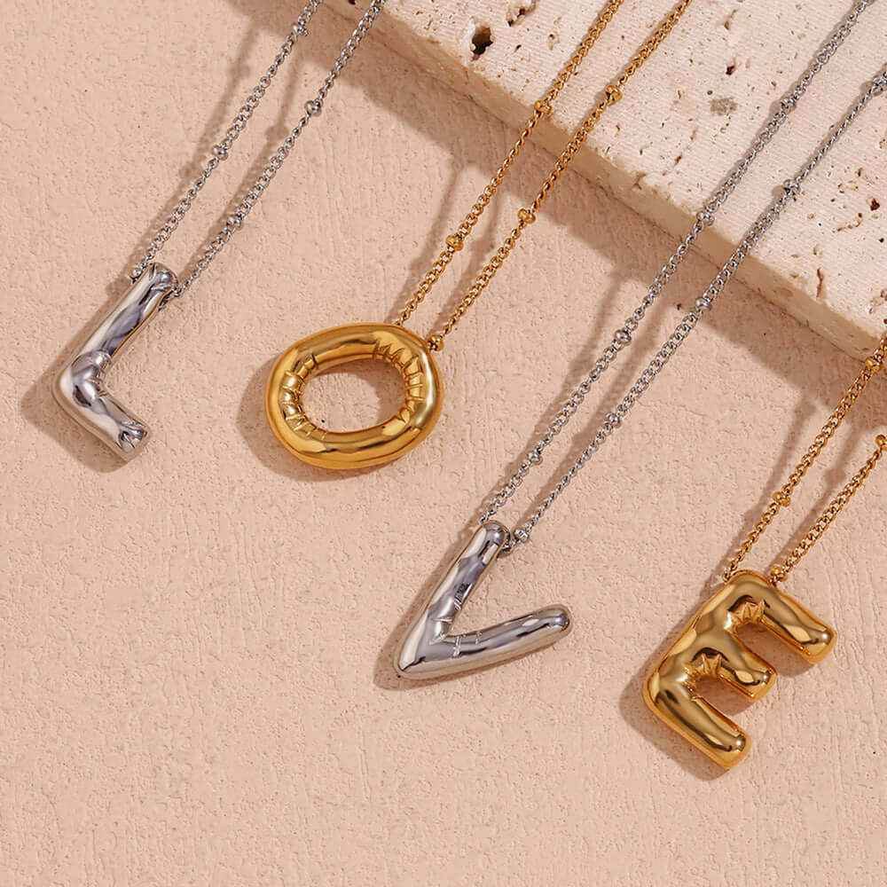 Balloon Initial Pendant Necklace - RIYOVA Jewelry