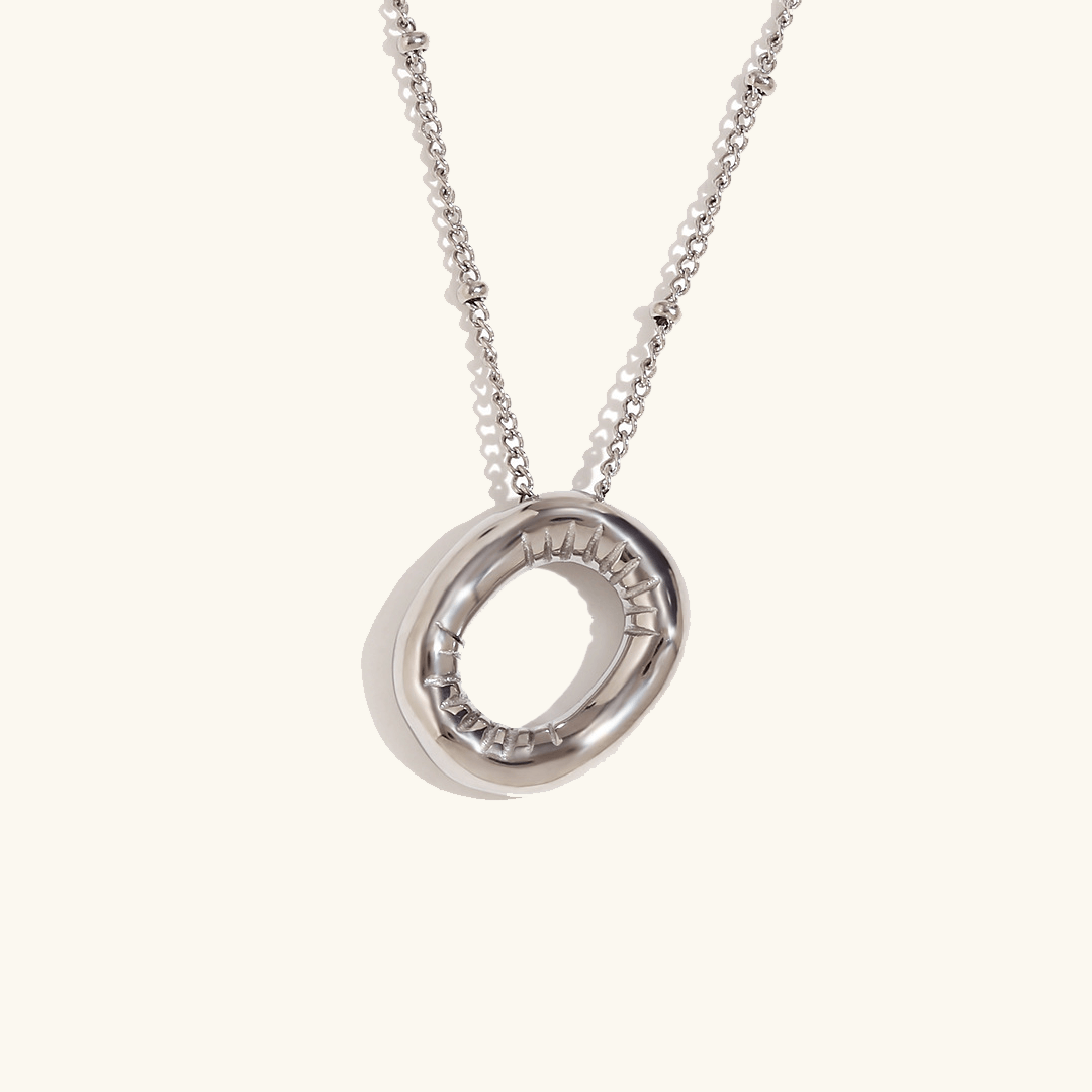 Balloon Initial Pendant Necklace Silver Plated O