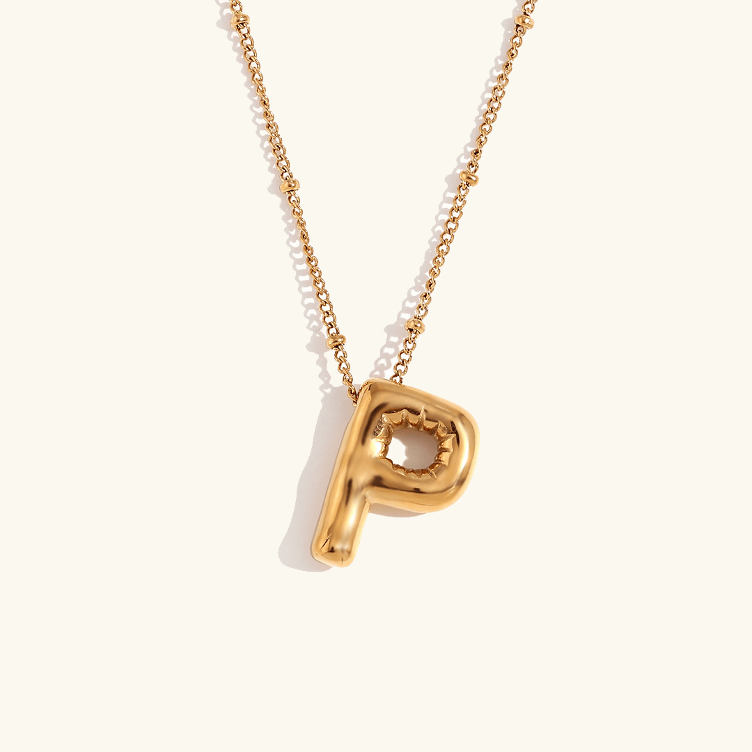 Balloon Initial Pendant Necklace 18k Gold Plated P