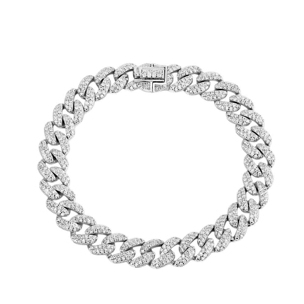 Monika Moissanite Cuba Bracelet Silver 8.5mm