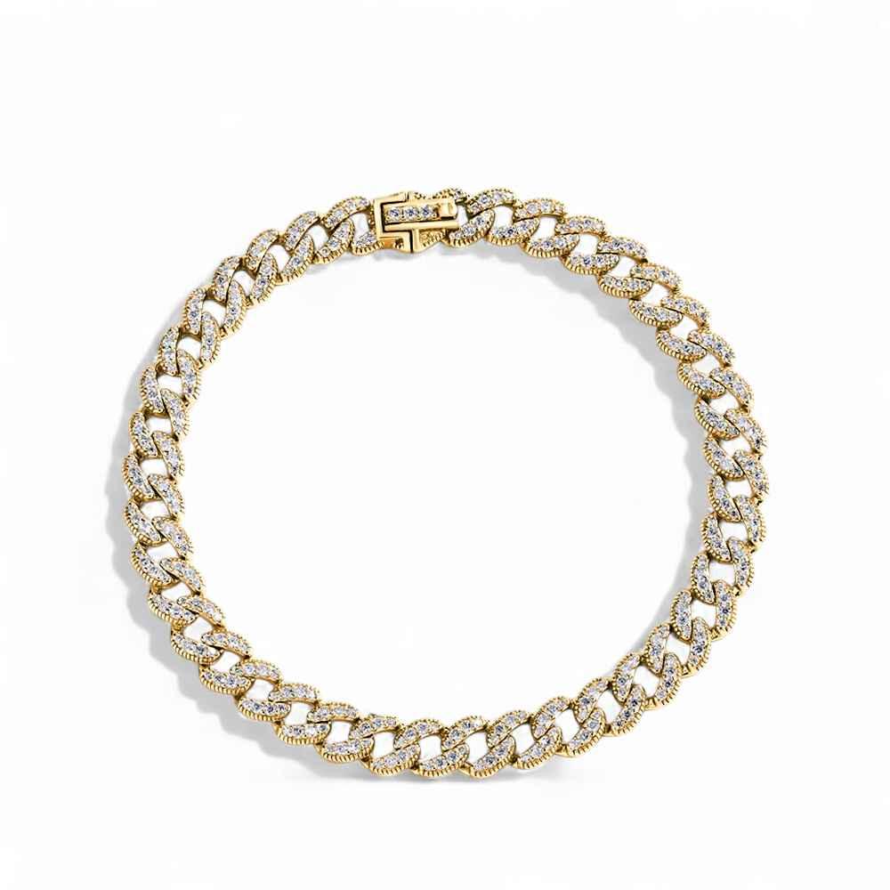 Monika Moissanite Cuba Bracelet Gold 6.0mm
