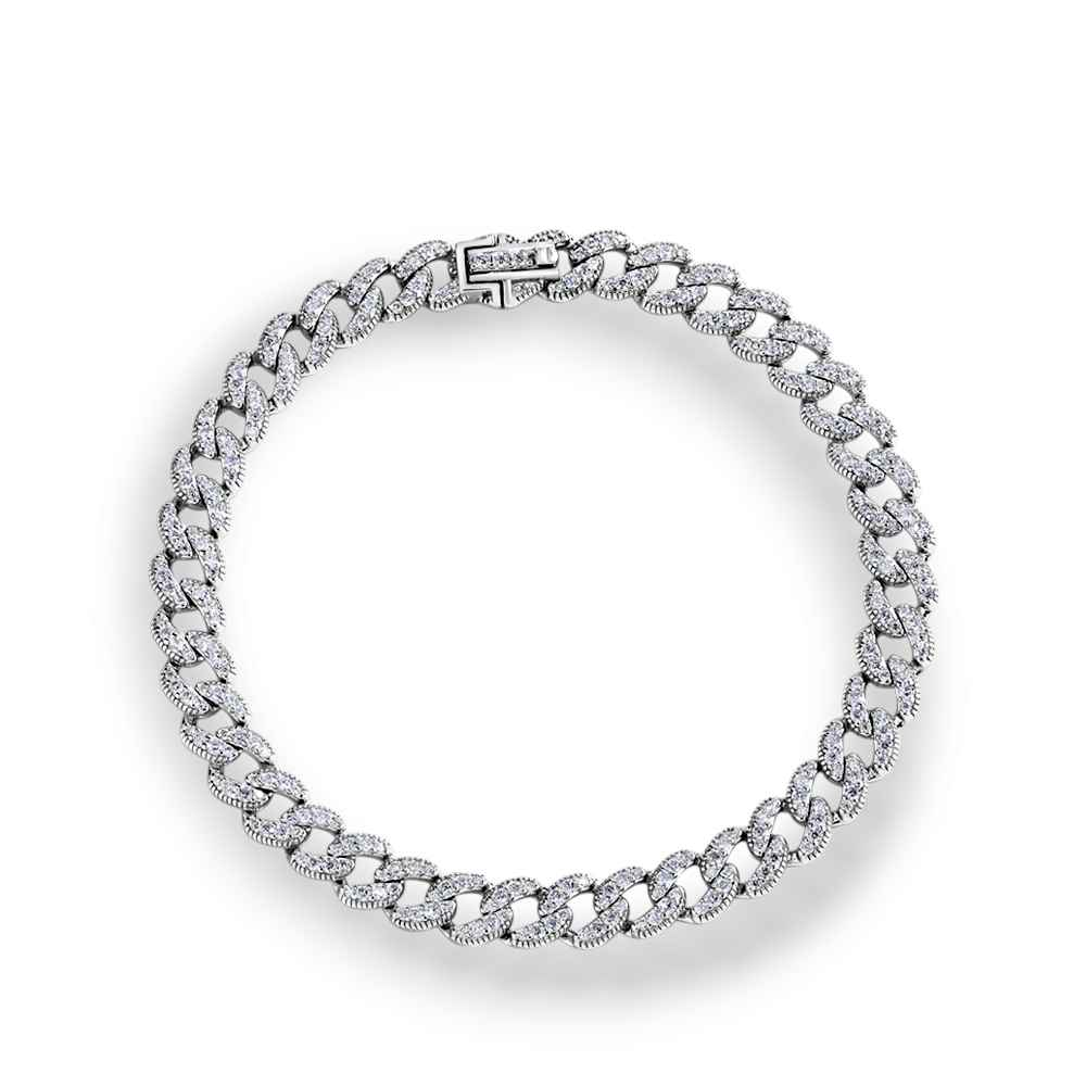 Monika Moissanite Cuba Bracelet Silver 6.0mm