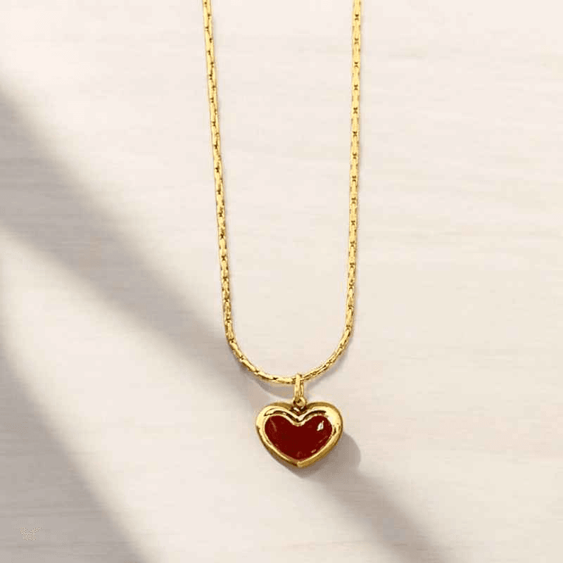 Ruby Glow Heart Necklace - RIYOVA Jewelry