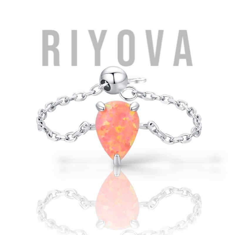 Stellar Drop Opal Chain Ring - RIYOVA Jewelry