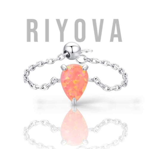 Stellar Drop Opal Chain Ring - RIYOVA Jewelry