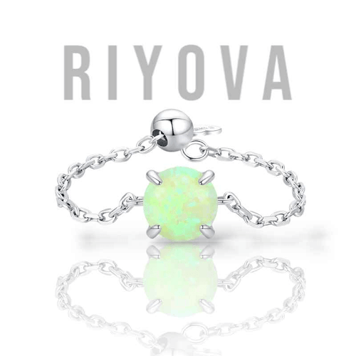 Seraphina Round Opal Chain Ring - RIYOVA Jewelry