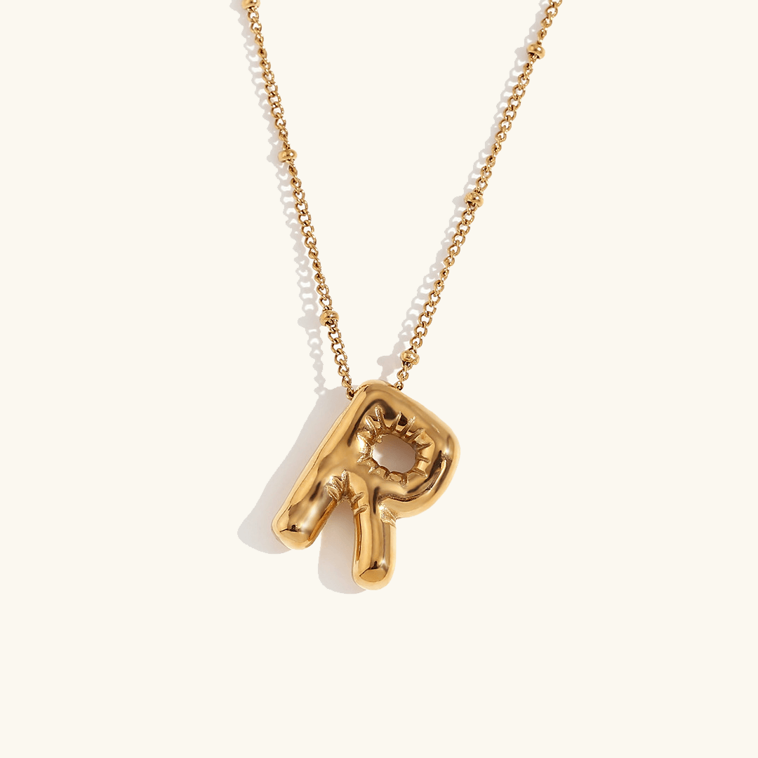 Balloon Initial Pendant Necklace 18k Gold Plated R