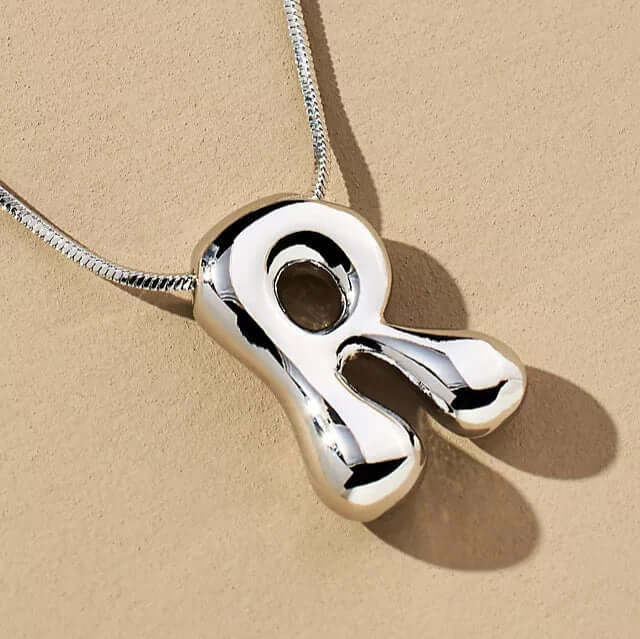 Yumi Bubble Initial Necklace Silver Plated R