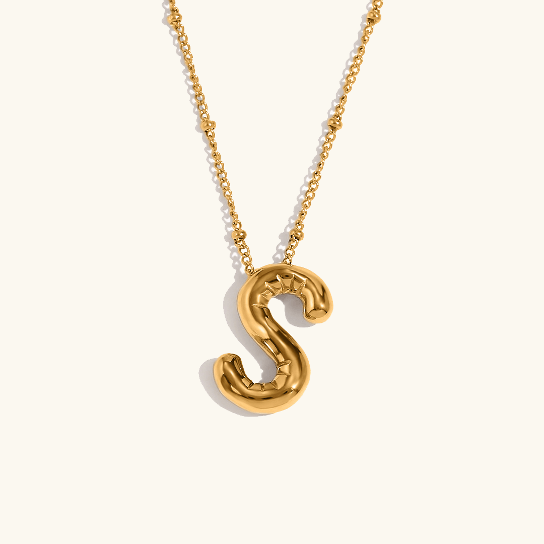 Balloon Initial Pendant Necklace 18k Gold Plated S