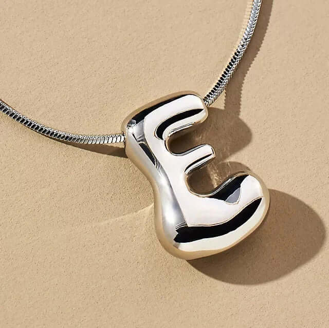Yumi Bubble Initial Necklace Silver Plated E