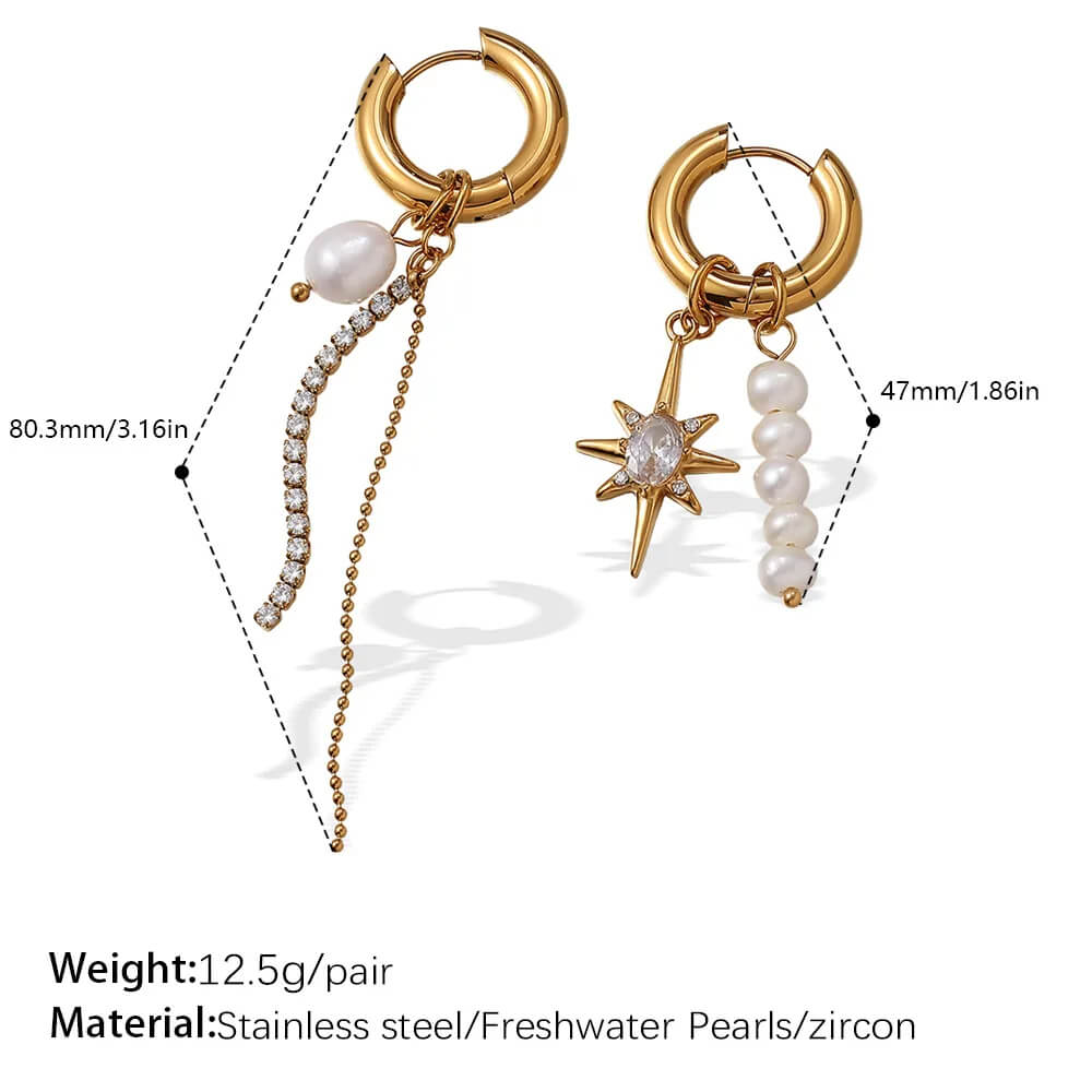 Starburst Mismatched Pearl Earrings
