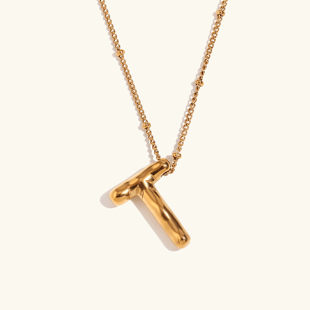 Balloon Initial Pendant Necklace 18k Gold Plated T