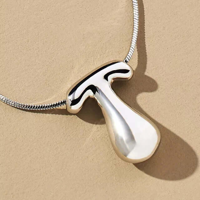 Yumi Bubble Initial Necklace Silver Plated T
