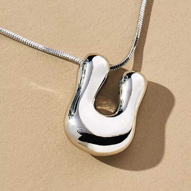Yumi Bubble Initial Necklace Silver Plated U