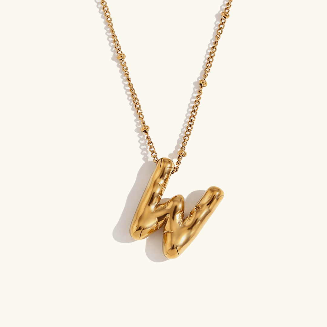 Balloon Initial Pendant Necklace 18k Gold Plated W