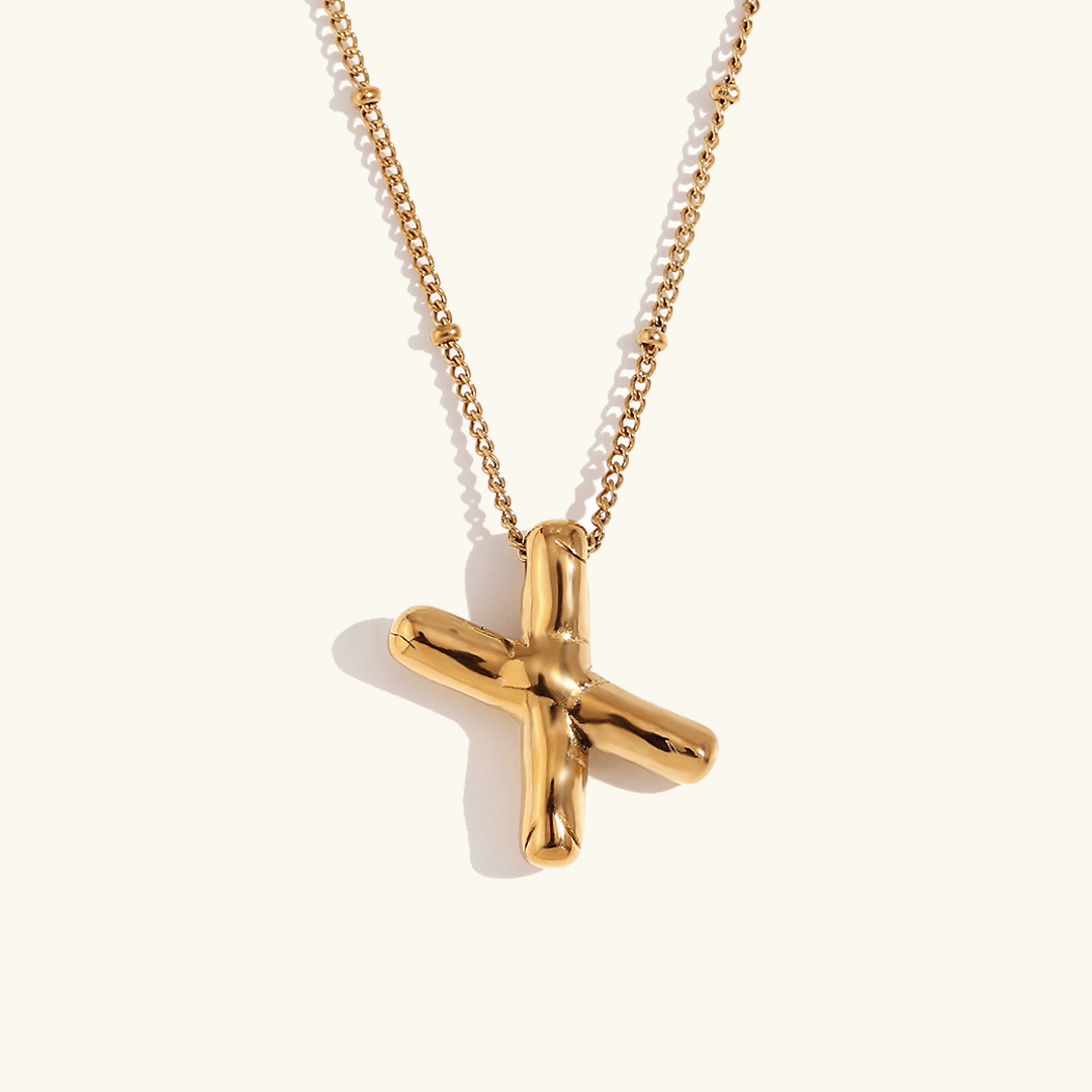Balloon Initial Pendant Necklace 18k Gold Plated X