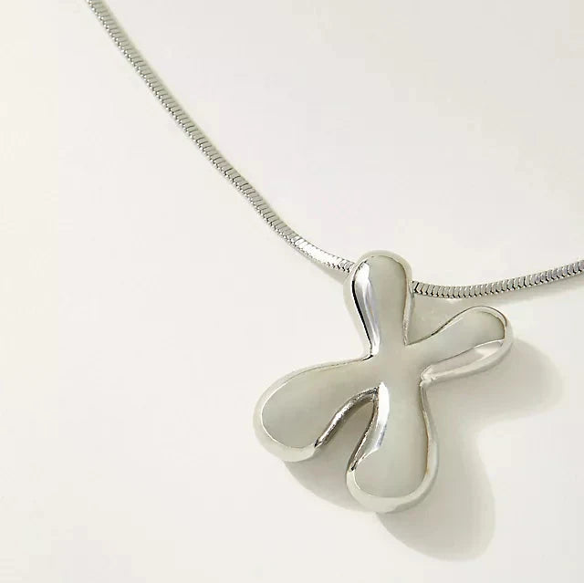 Yumi Bubble Initial Necklace Silver Plated X