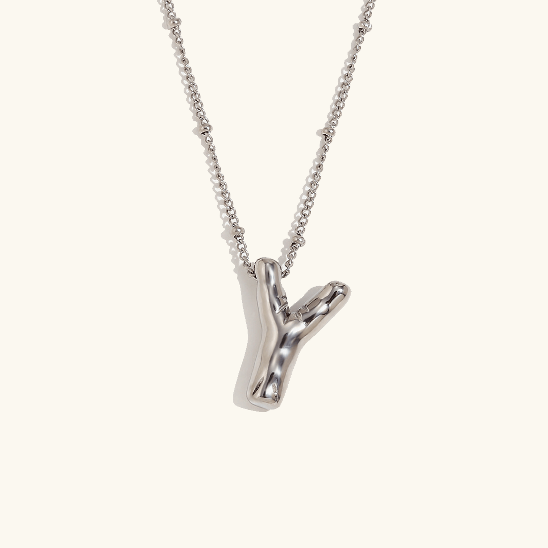 Balloon Initial Pendant Necklace Silver Plated Y