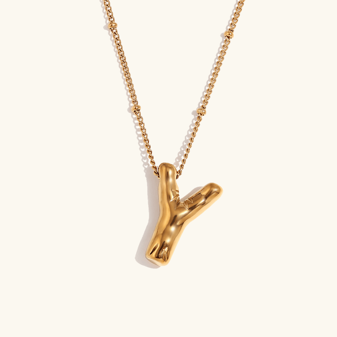 Balloon Initial Pendant Necklace 18k Gold Plated Y