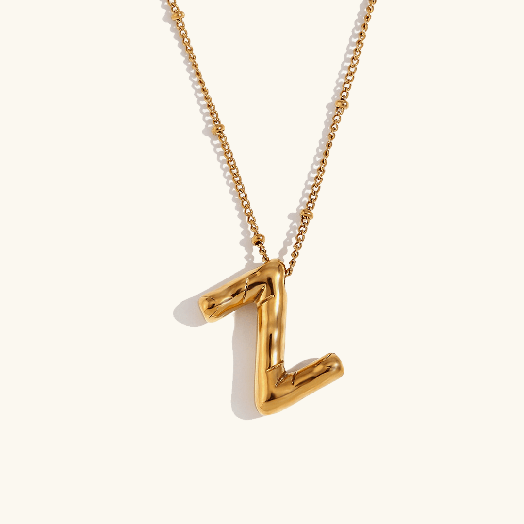Balloon Initial Pendant Necklace 18k Gold Plated Z