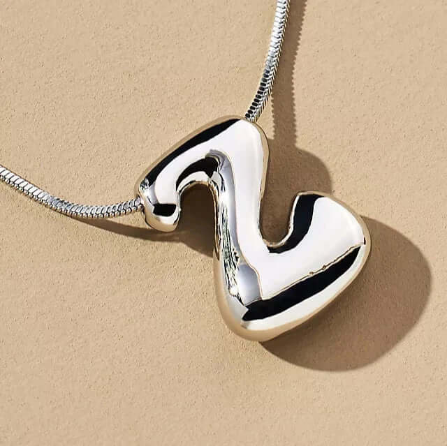 Yumi Bubble Initial Necklace Silver Plated Z