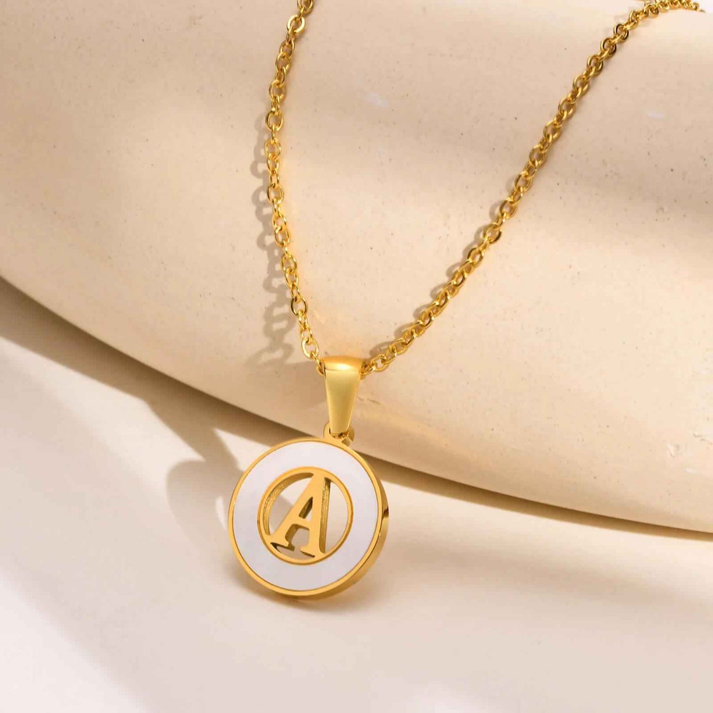 Ash Initial Pendant Necklace 18k Gold Plated A