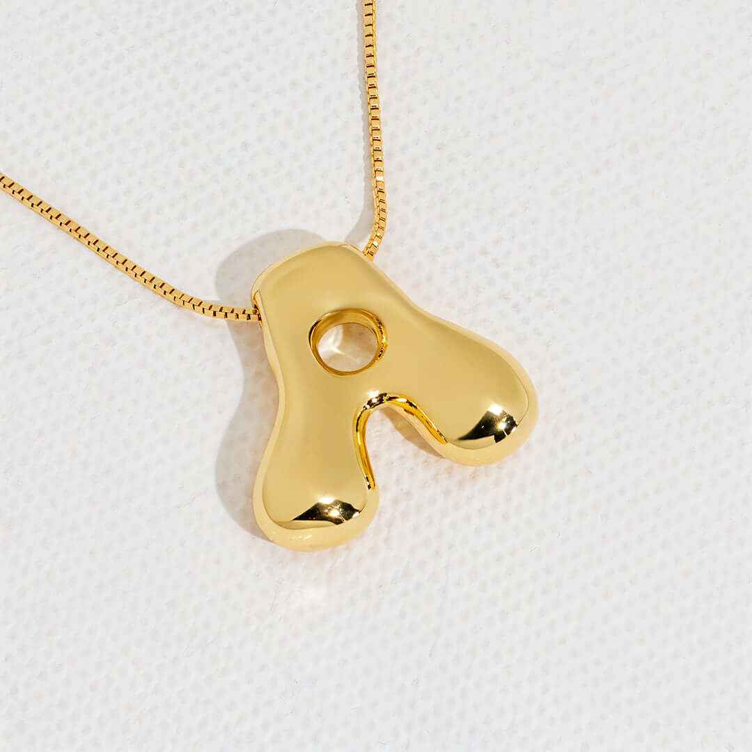 Yumi Bubble Initial Necklace 18k Gold Plated A