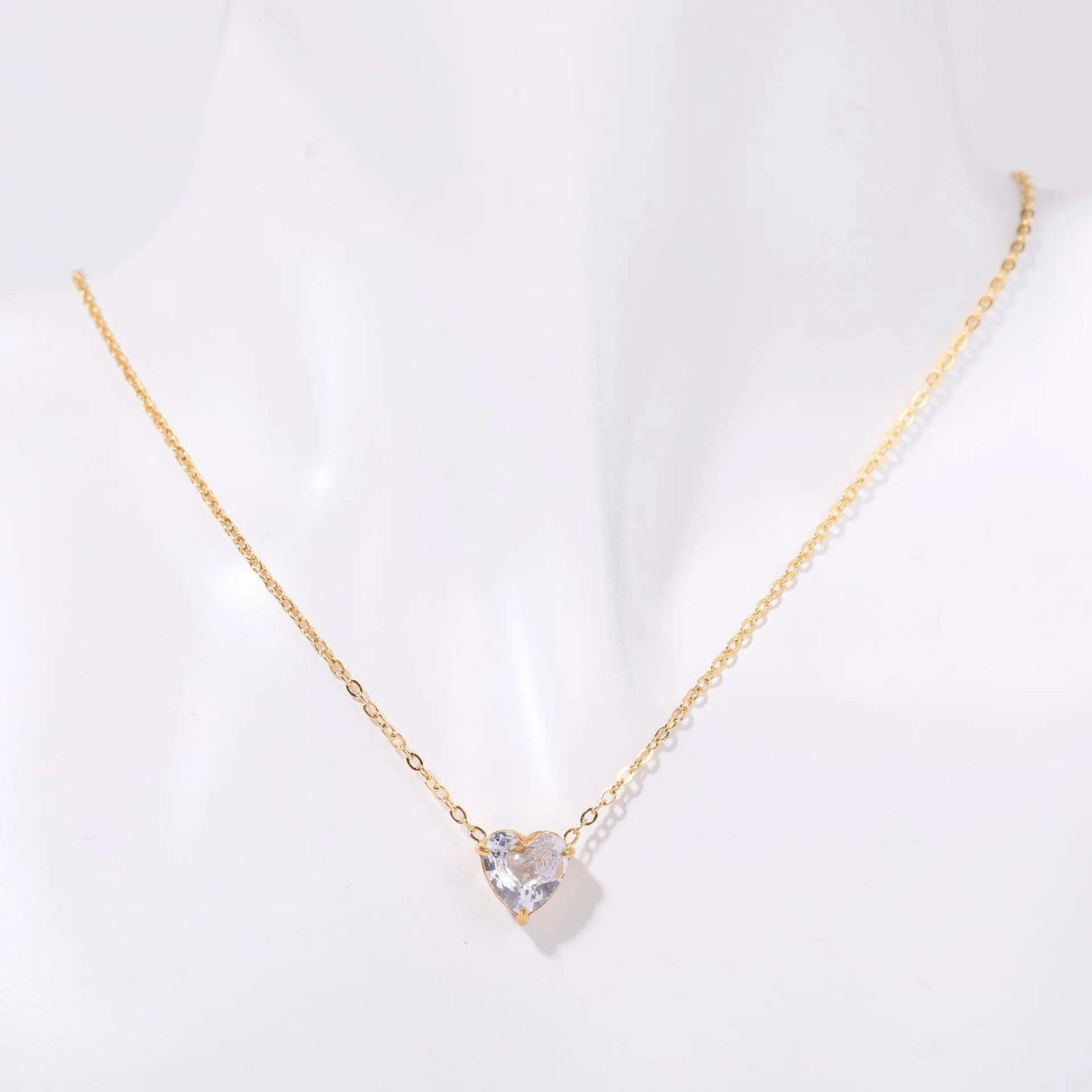 Birthstone Heart Necklace Gold April