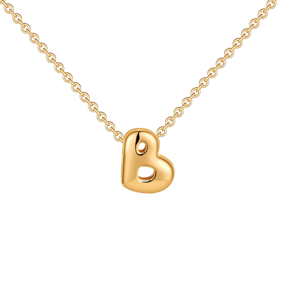 Dainty Mini Bubble Letter Necklace 18k Gold Plated B
