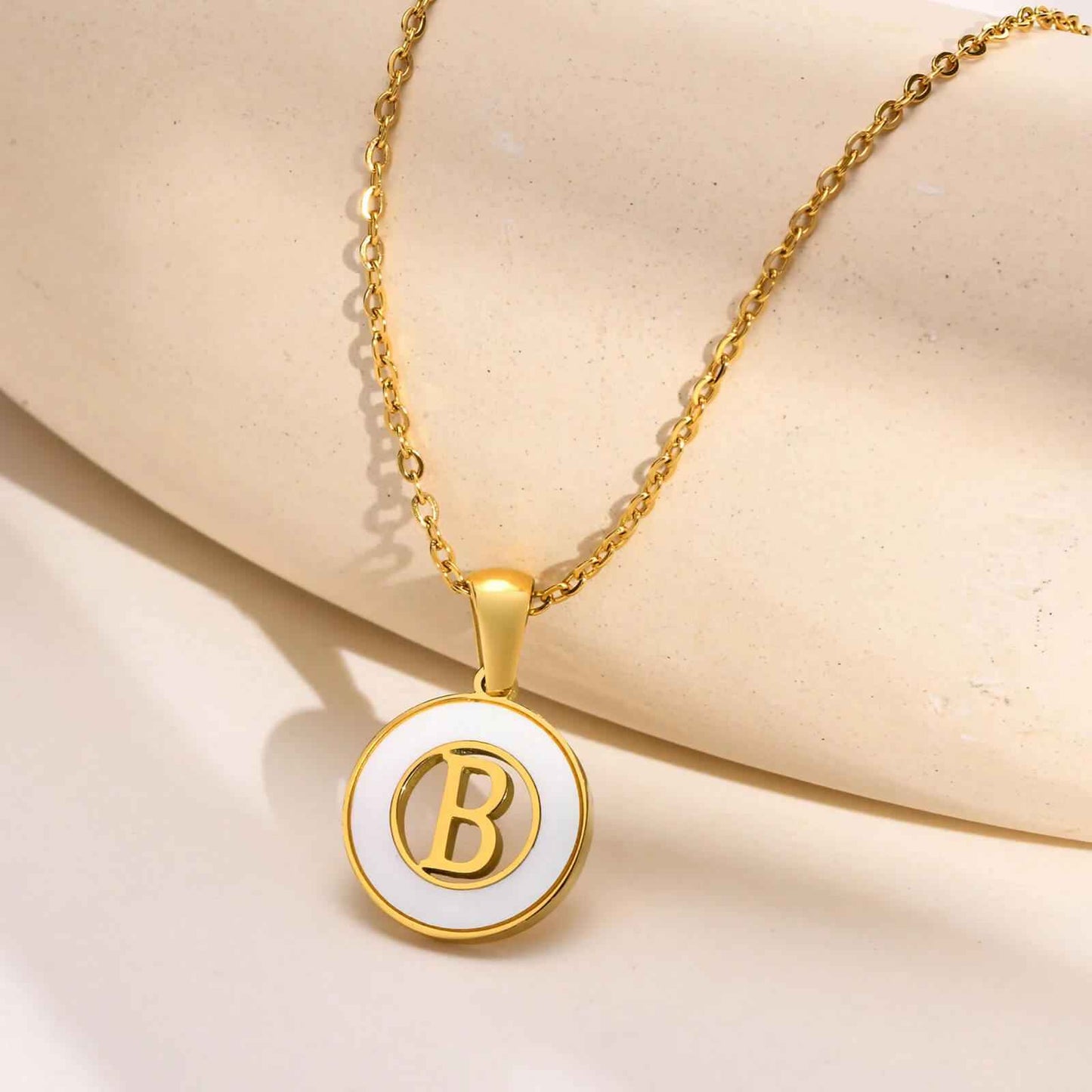 Ash Initial Pendant Necklace 18k Gold Plated B