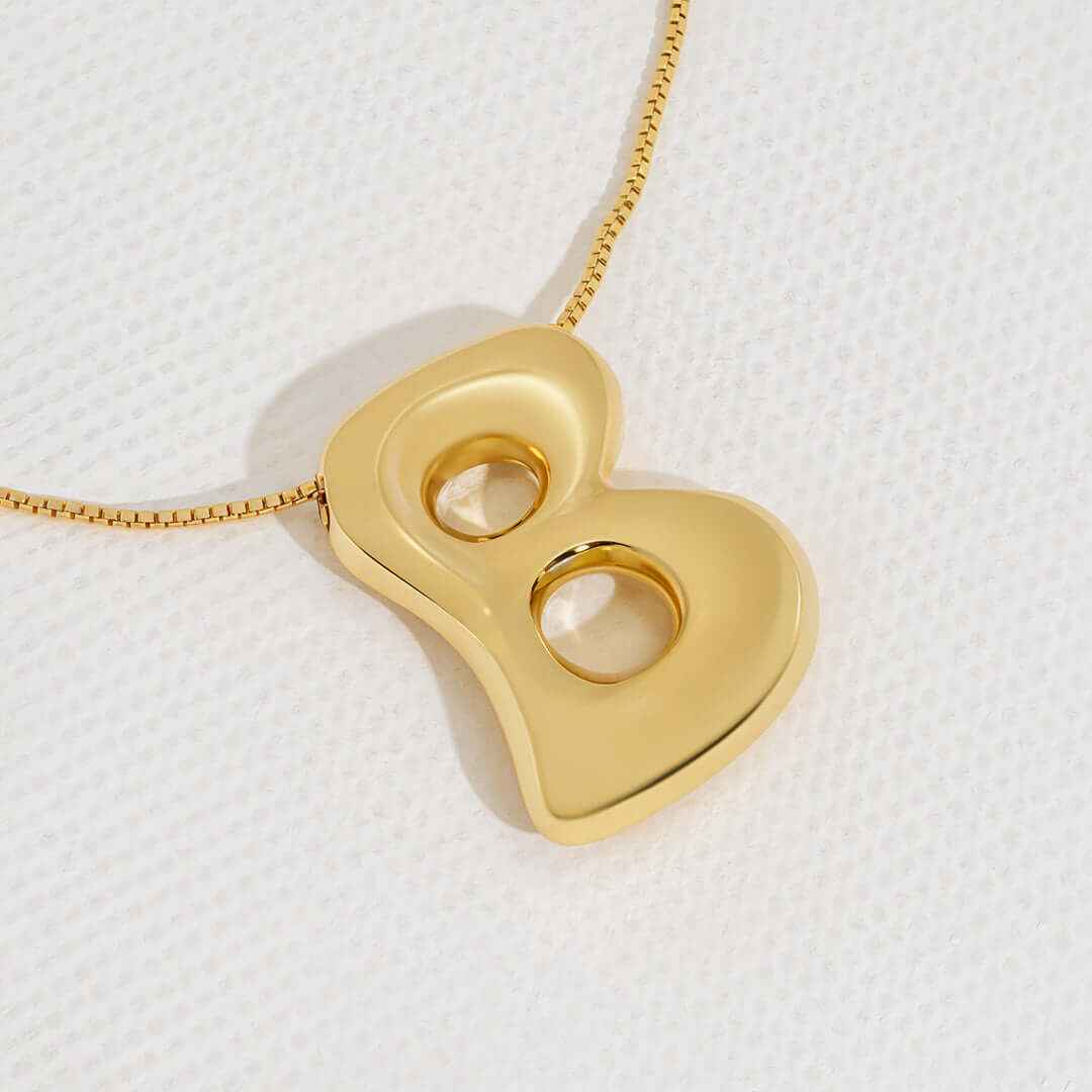 Yumi Bubble Initial Necklace 18k Gold Plated B