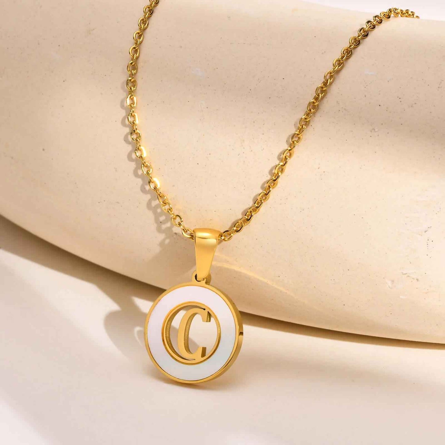 Ash Initial Pendant Necklace 18k Gold Plated C