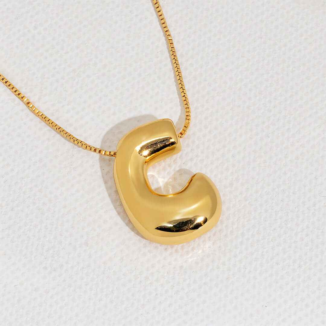 Yumi Bubble Initial Necklace 18k Gold Plated C