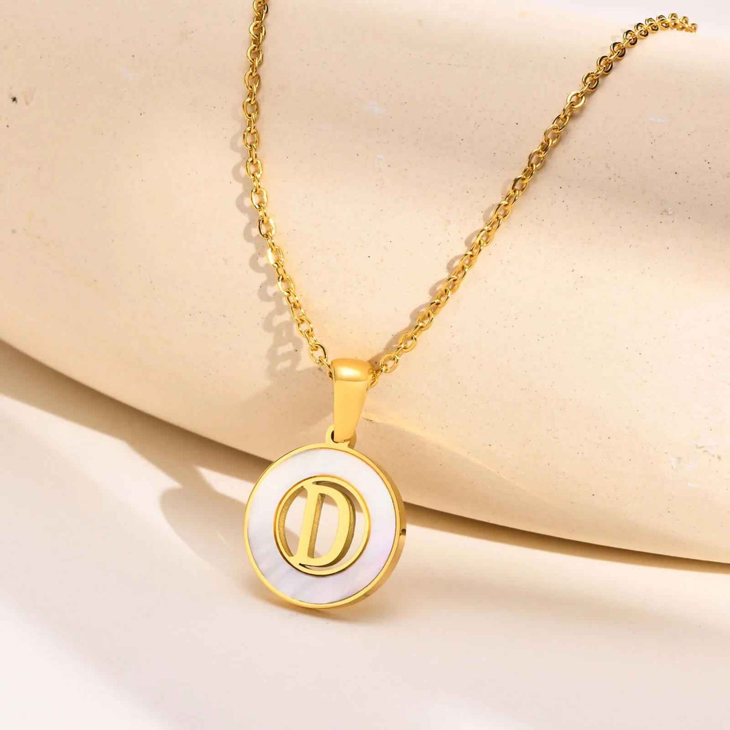 Ash Initial Pendant Necklace 18k Gold Plated D