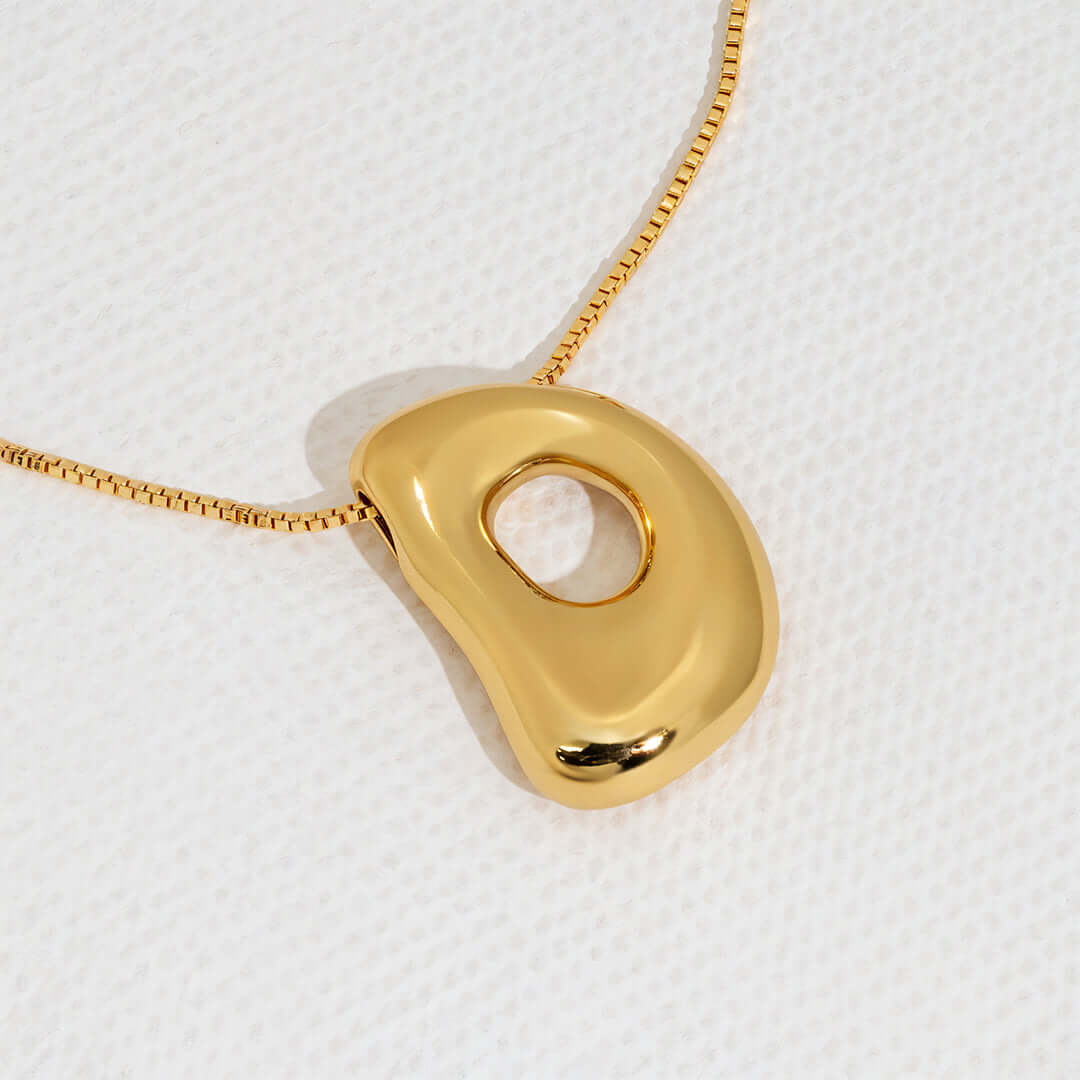 Yumi Bubble Initial Necklace 18k Gold Plated D