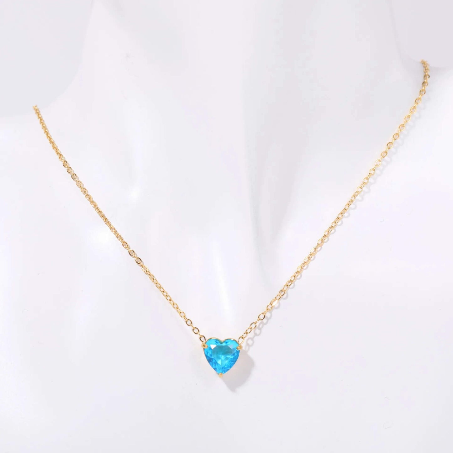 Birthstone Heart Necklace Gold December