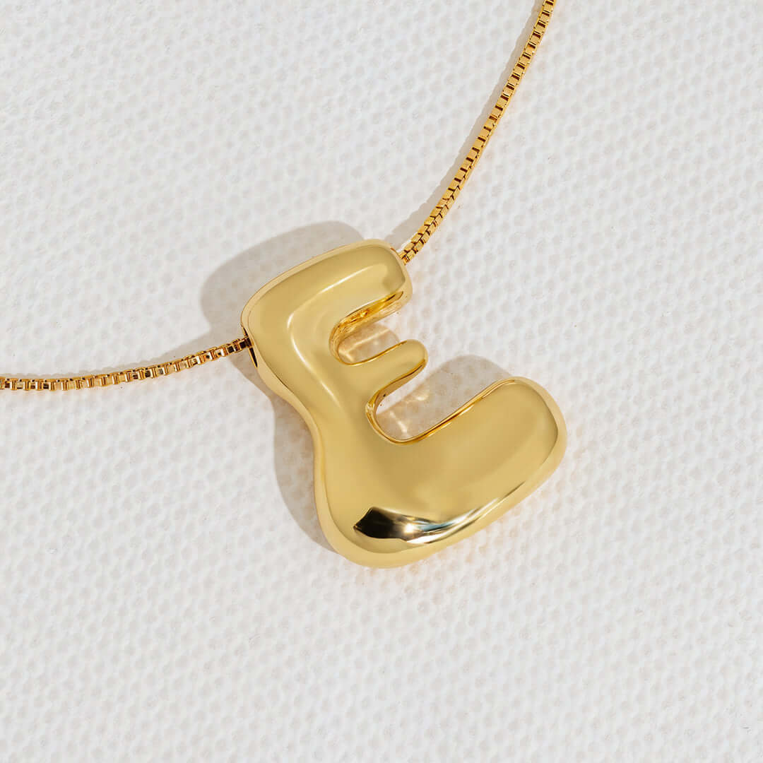 Yumi Bubble Initial Necklace 18k Gold Plated E